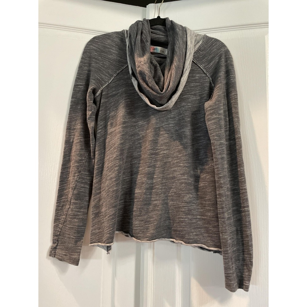 Free People FP Beach Sweater Womens One Size Gray Cowl Neck Raw Hem Pullover